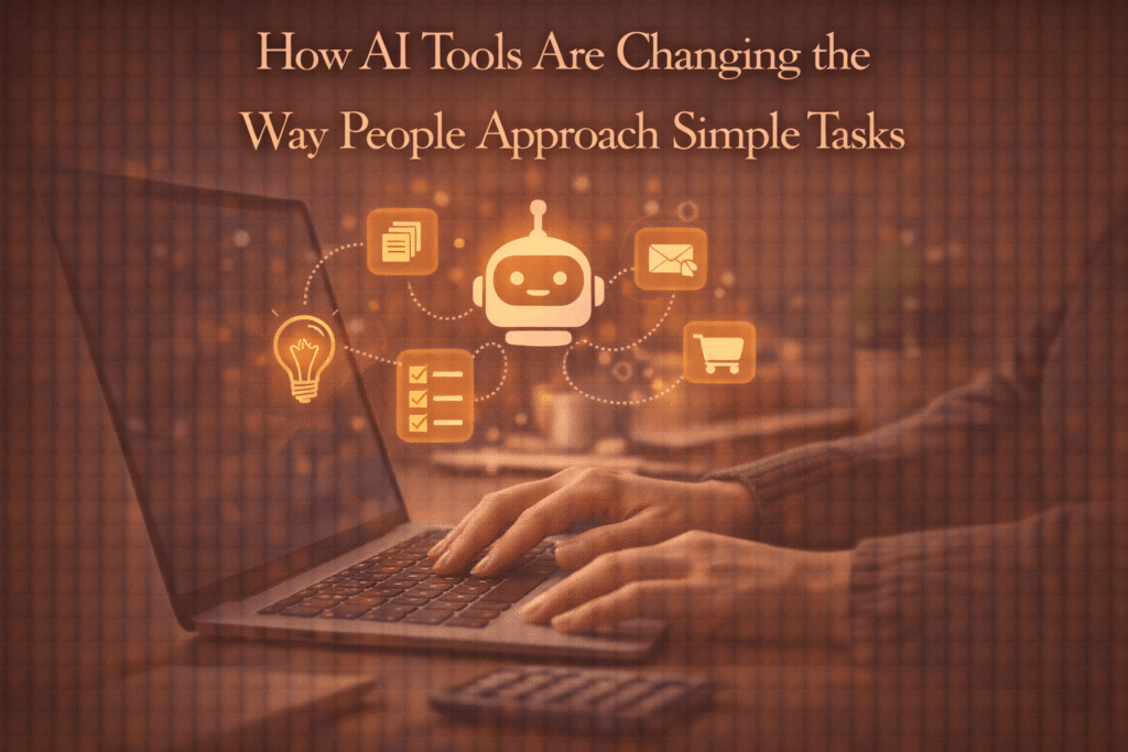 Person using AI tools on a laptop to complete simple everyday tasks more efficiently